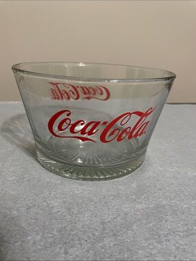 Vintage Coca-Cola Clear Glass Serving Bowl with Red Logo